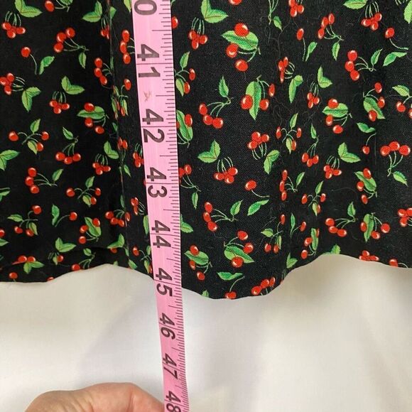 Vintage Cherry Print Dress Square Neck Midi Length Pin-Up Custom Made Women’s L - Picture 6 of 16